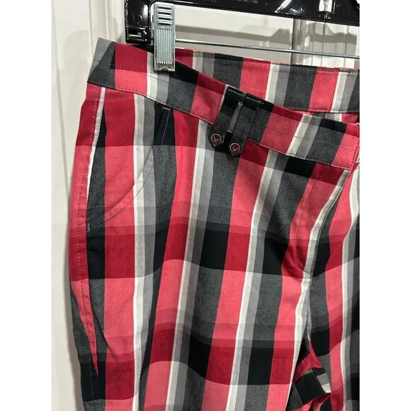 Callaway Golf Plaid Shorts Size 12 Red Black White Preppy Gorpcore NWT - Picture 4 of 10